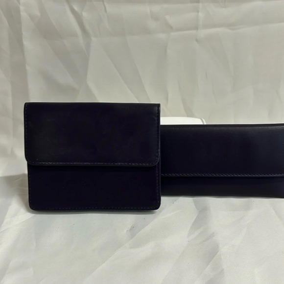 Gilan 2 Wallets.Eggplant Color Leather with Snap Closure